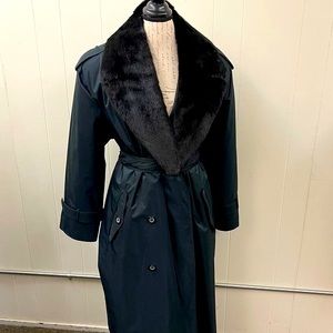 Jindo vintage fox fur lined trench coat